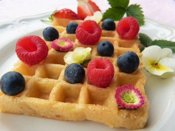 waffle-cranberries-flower-on-a-plate